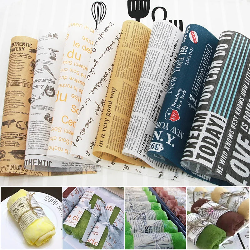 25Pcs/Lot Wax Paper Food Grade Grease Paper Food Wrappers Wrapping Paper For Bread Sandwich Burger Fries Oilpaper Baking Tools